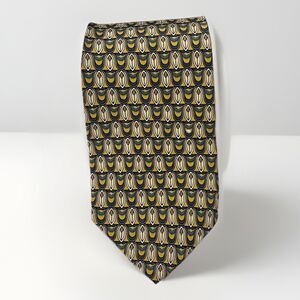Gilda's Club Tie 100% Imported Silk Yellow Gray Blue White Abstract Made In USA